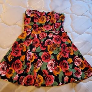 Strapless floral dress
